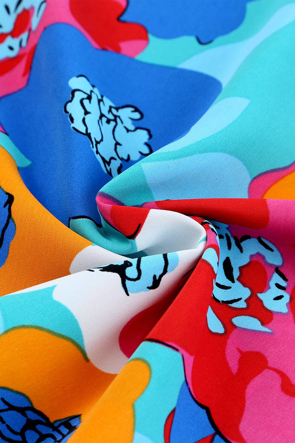 Multicolor Floral Print V Neck 3/4 Sleeve Blouse - FINAL SALE 50% OFF