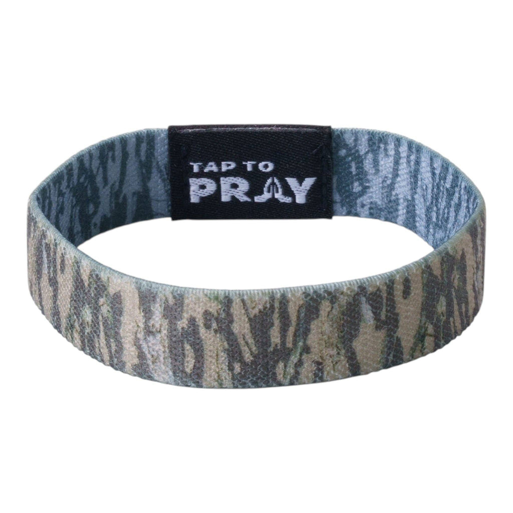 Tap To Pray® Wristband – Tree Bark Camo Brown & Grey