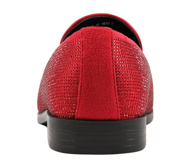 Dazzle Slip-On Dress Loafer - Red Embellished Rhinestone