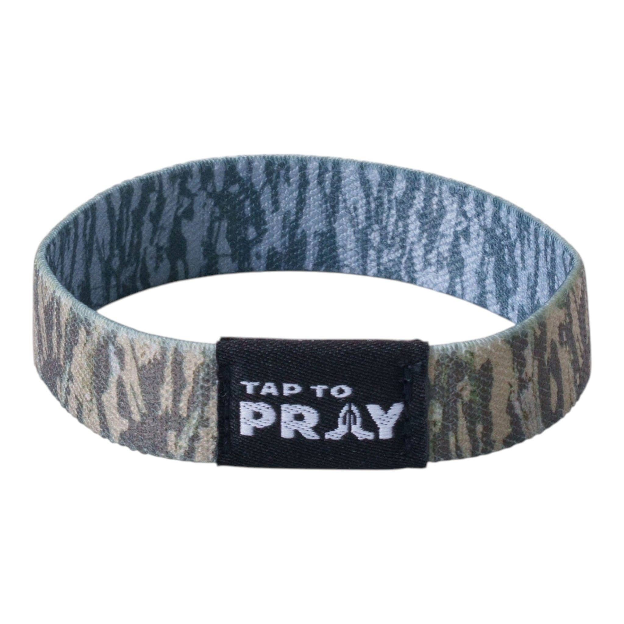 Tap To Pray® Wristband – Tree Bark Camo Brown & Grey