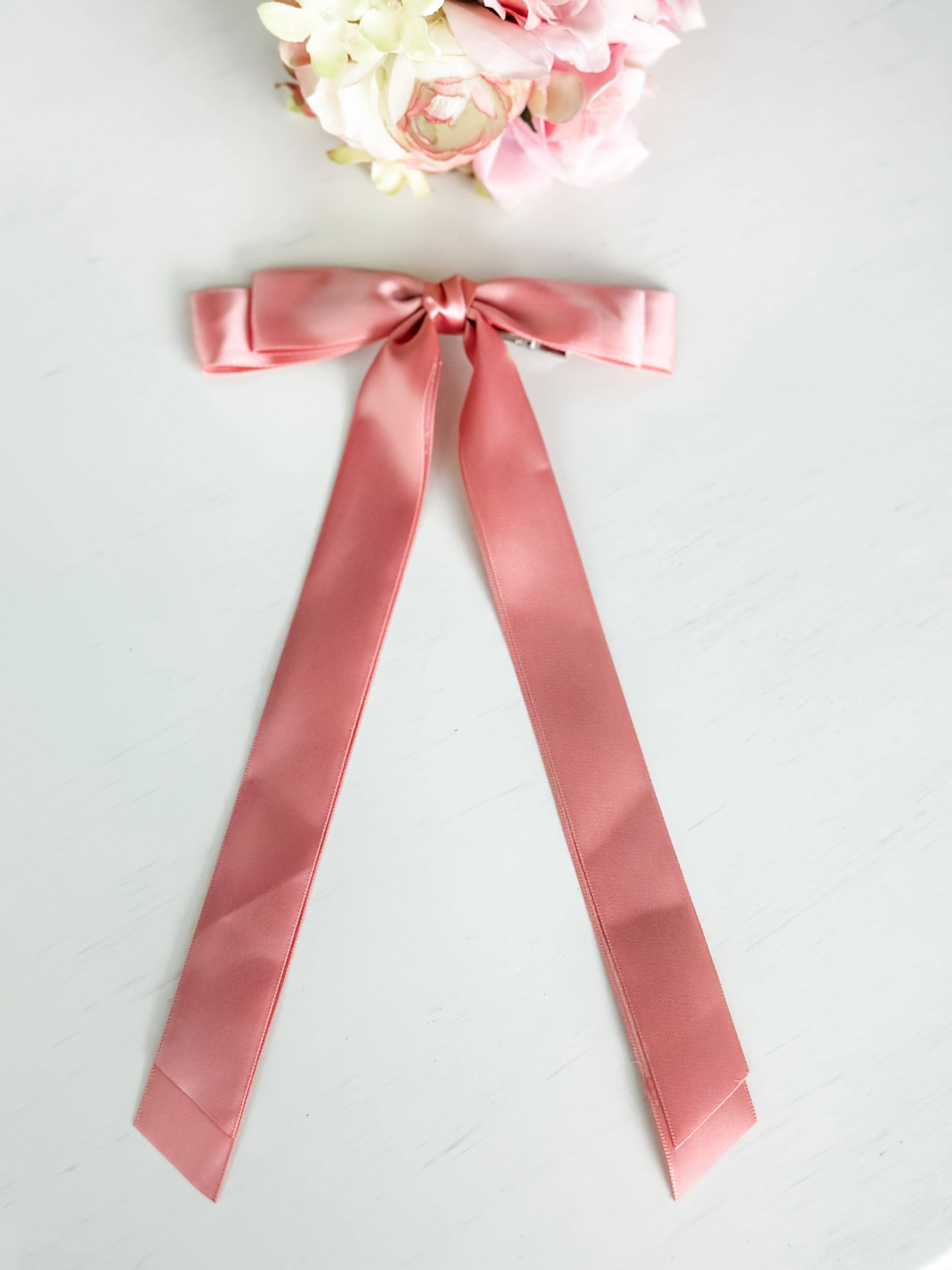 Classic Satin Bow With Clip "Mauve"
