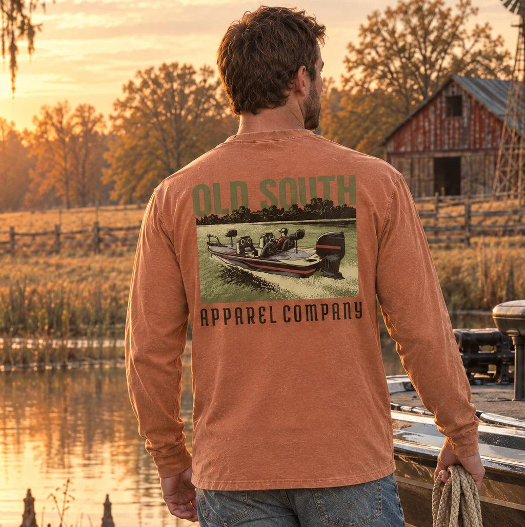 Old South Apparel Bass Boat Long Sleeve T-Shirt - Yam