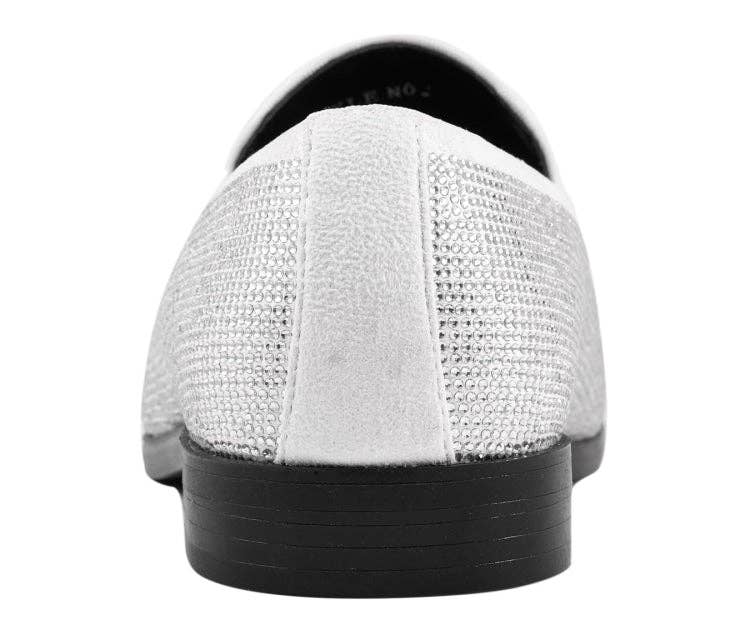 Dazzle Slip-On Dress Loafer - White Embellished Rhinestone