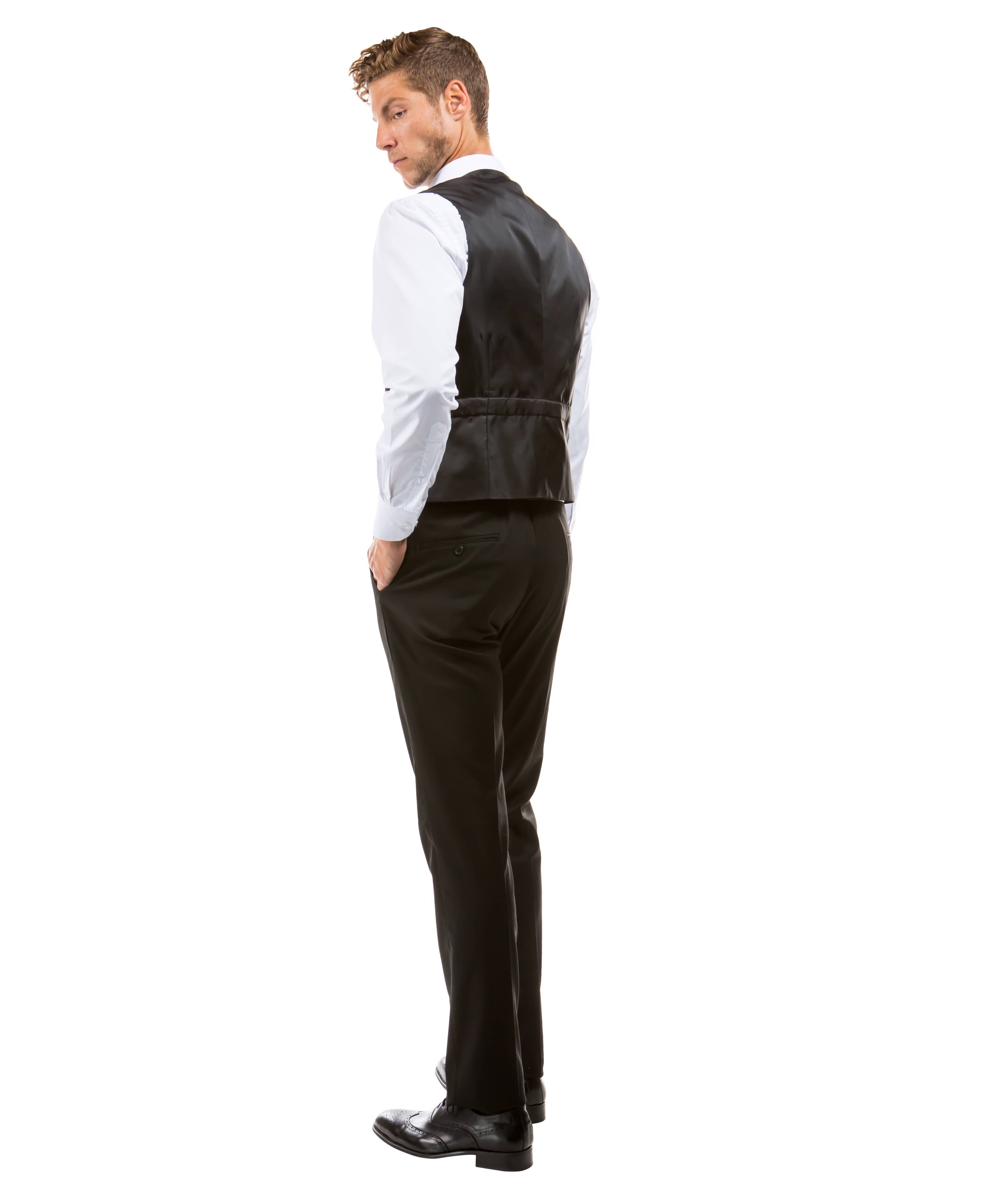 ZeGarie Tailored Fit Suit Separates Mens Vest, Black
