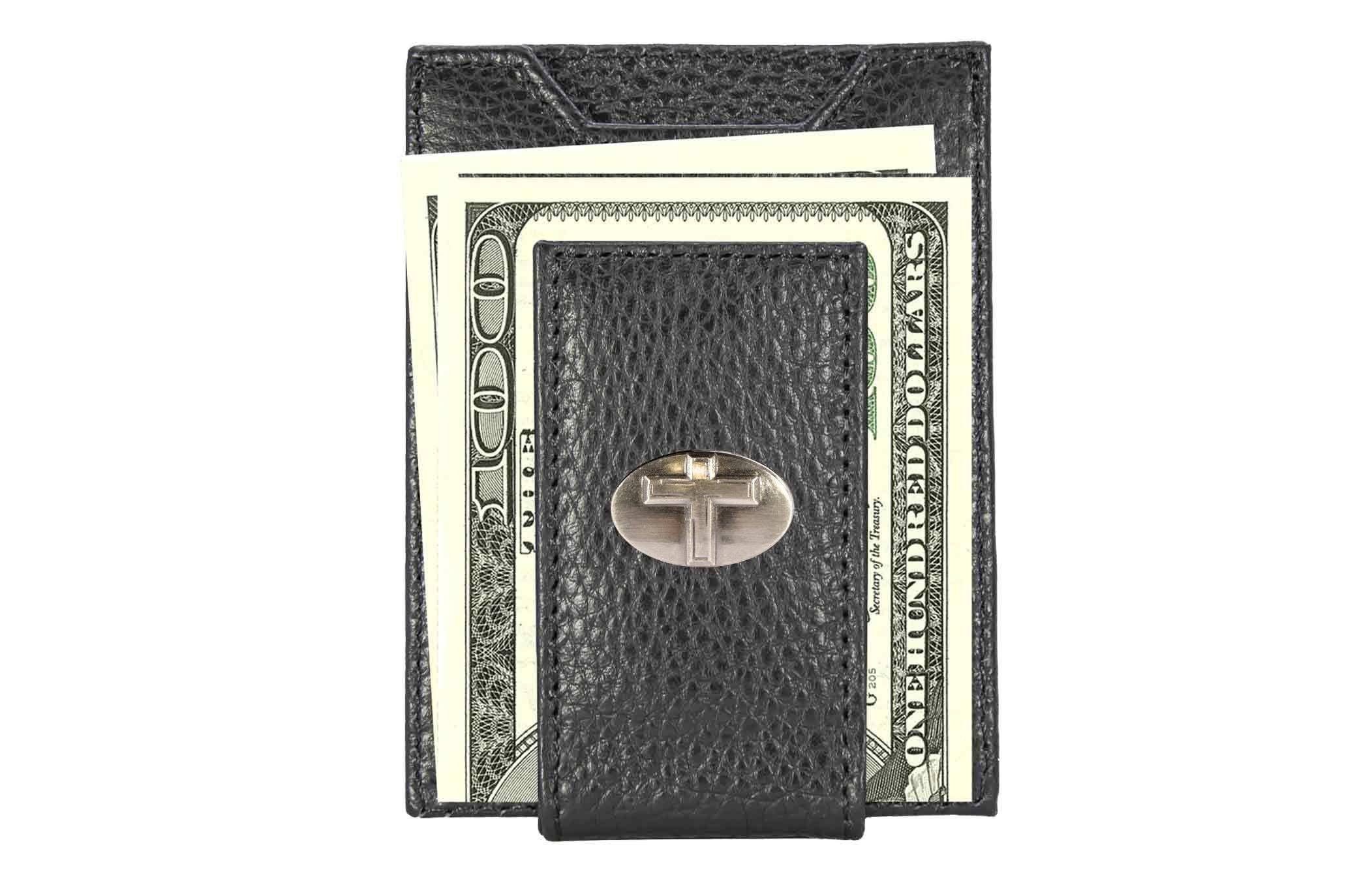 Christian Cross Magnetic Leather Slim Wallet