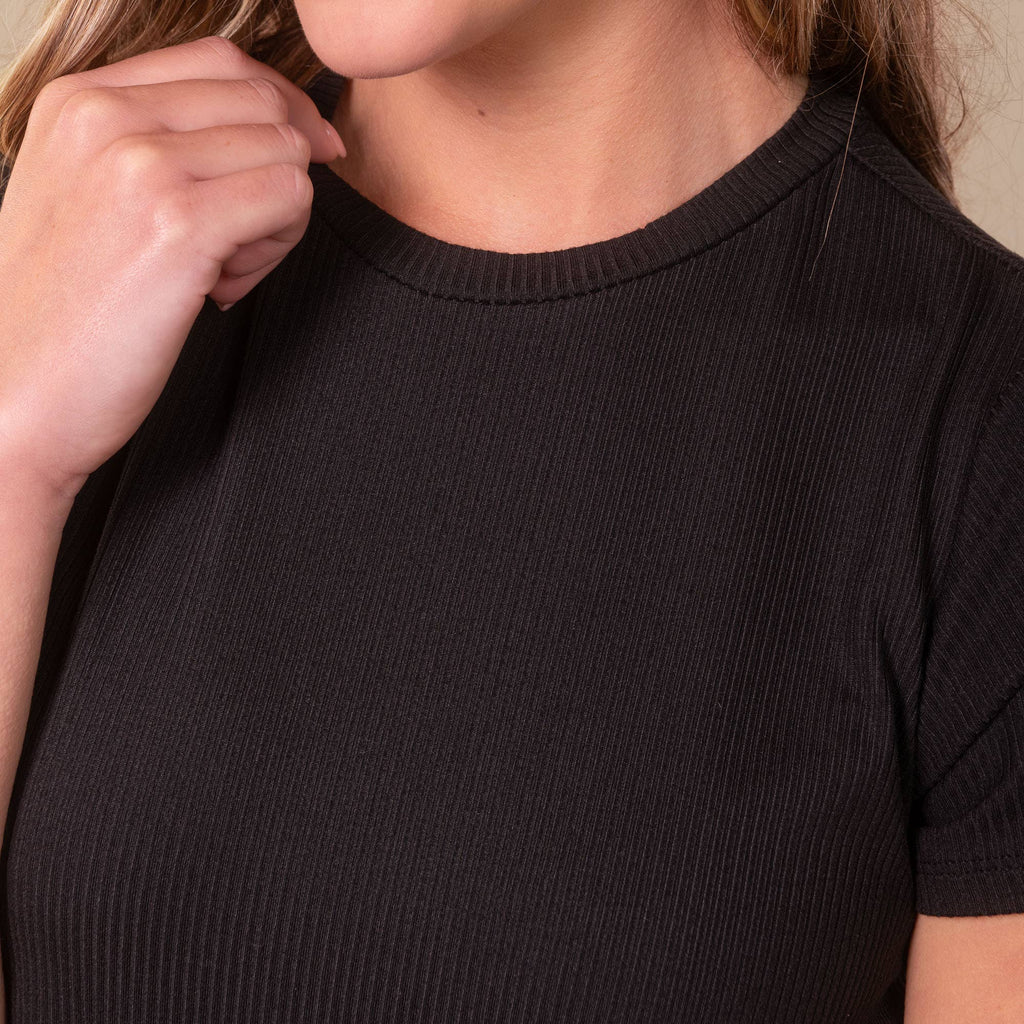 Black Bliss Pajama Top | Soft Rib-Knit PJ Shirt