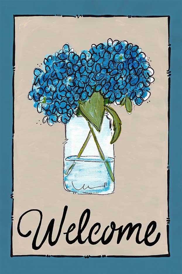 Magnolia Lane Welcome Hydranga Garden Flag