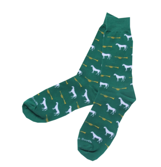 Barrel Down South Horses and Trumpets Socks - Kentucky Derby