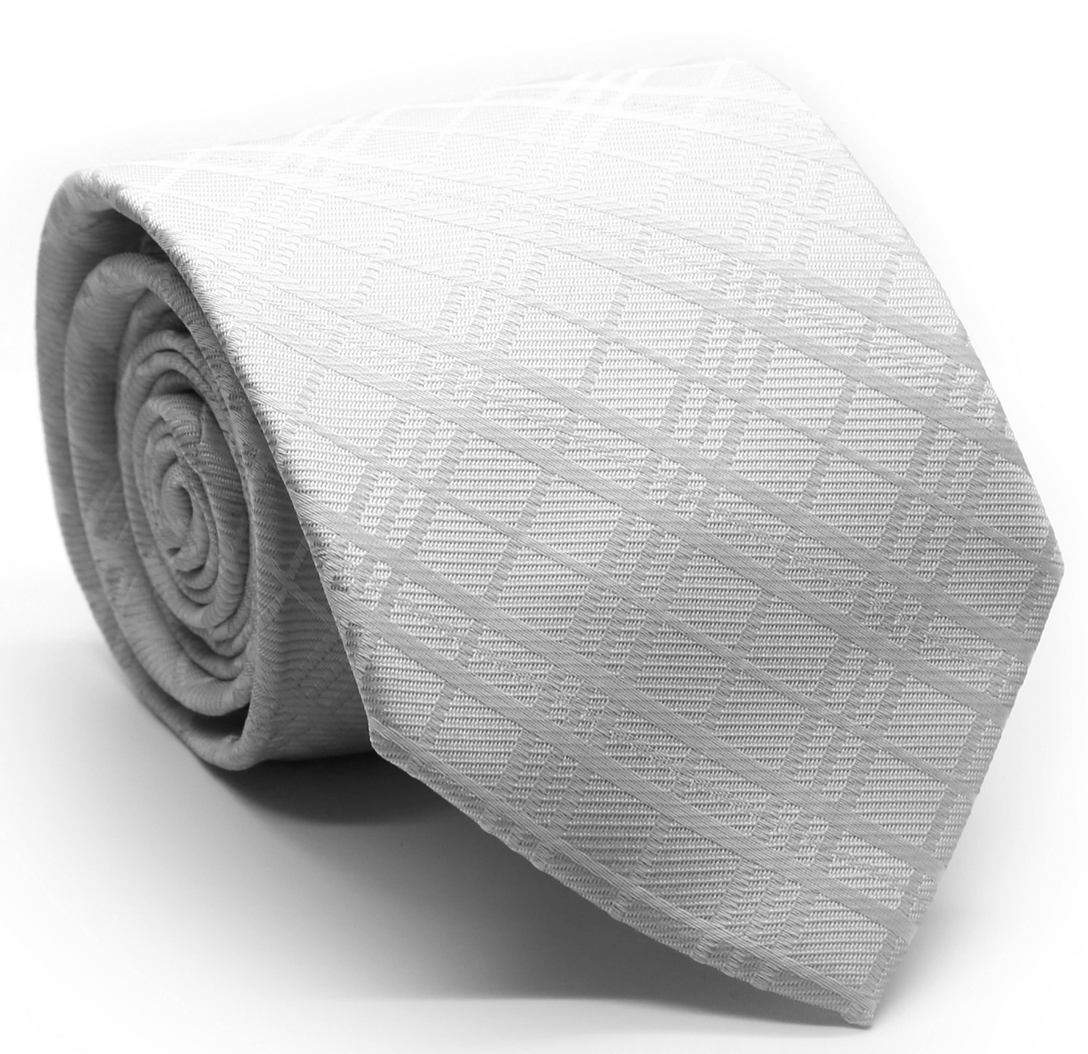 Classic Bone White Striped Pattern Necktie & Hanky Set