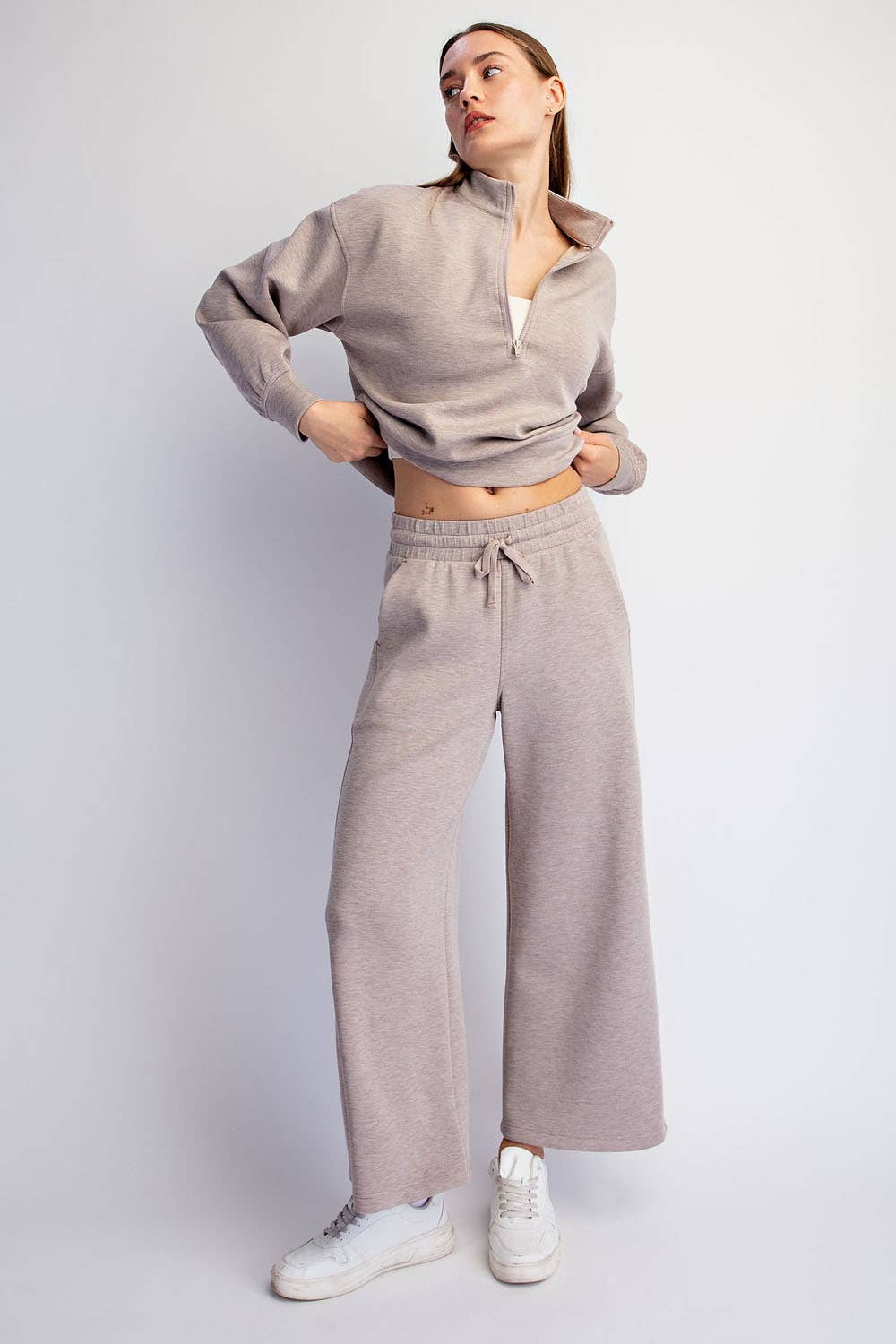 Modal Scuba Cropped Wide Pant - Rae Mode - Espresso / Black