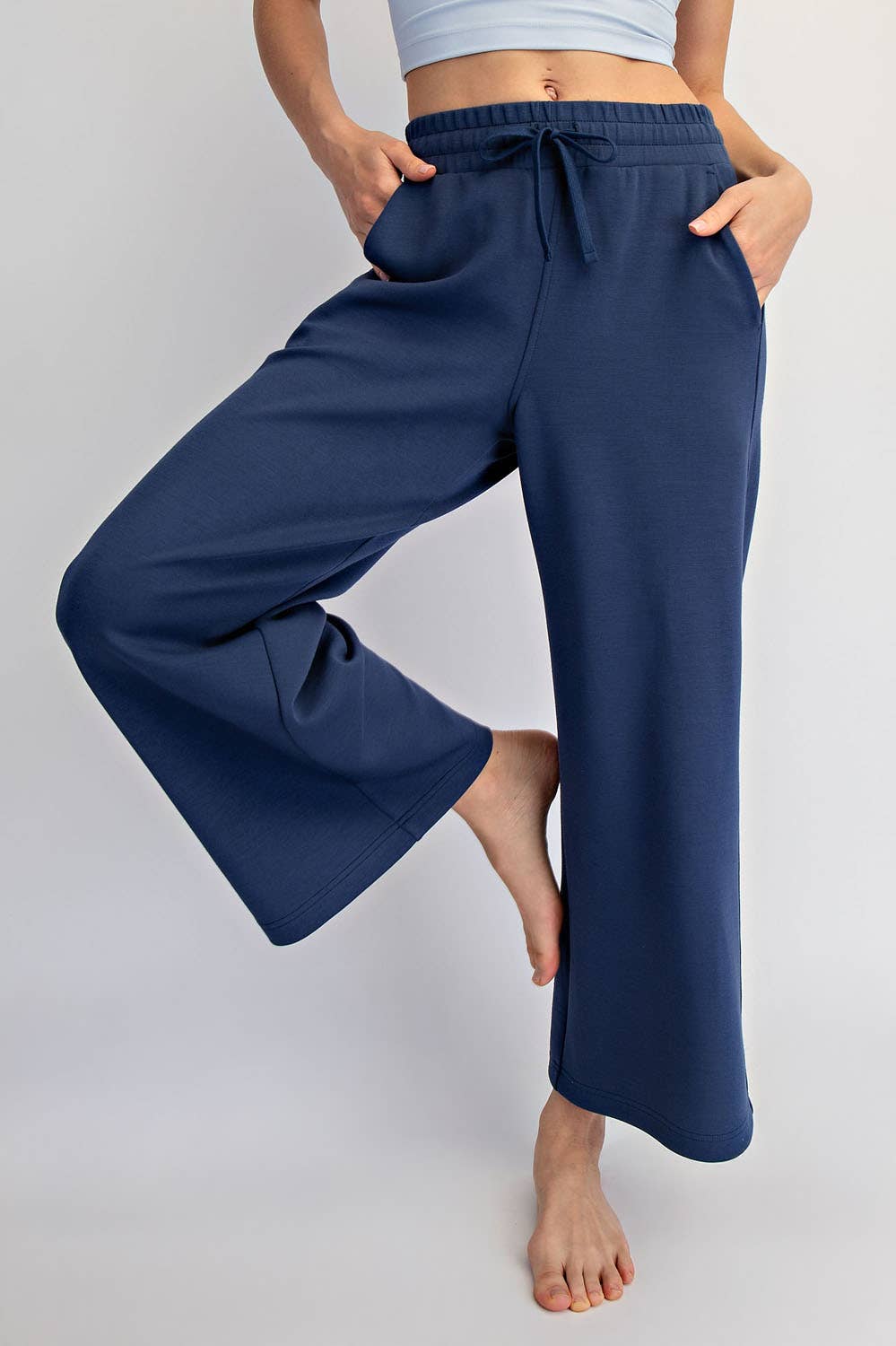 Modal Scuba Cropped Wide Pant - Rae Mode - Espresso / Black