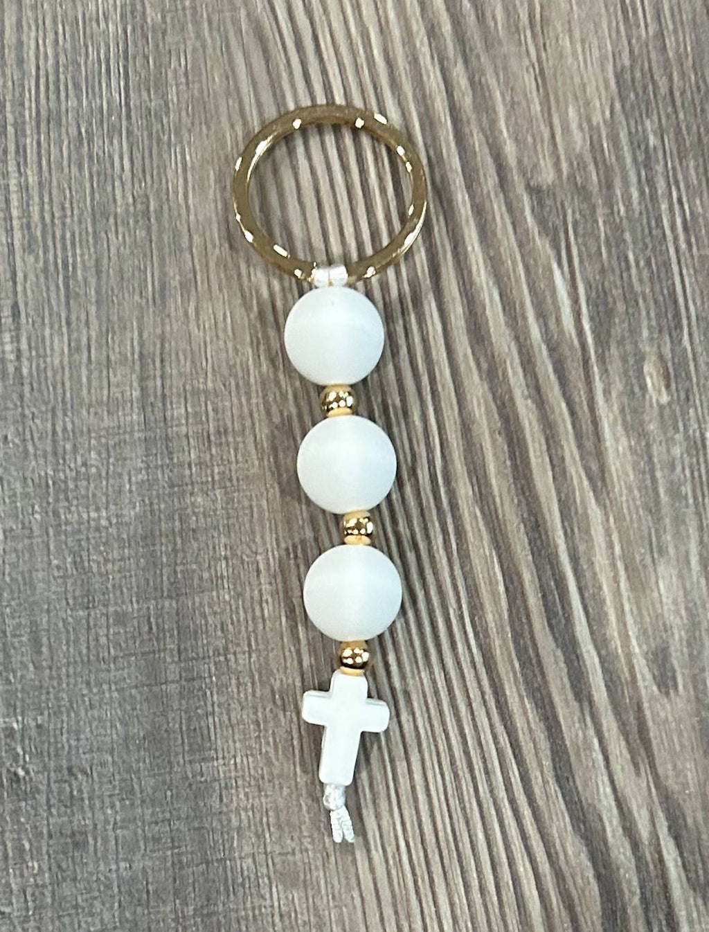 White Cross Silicone Keychain/Bag Charm