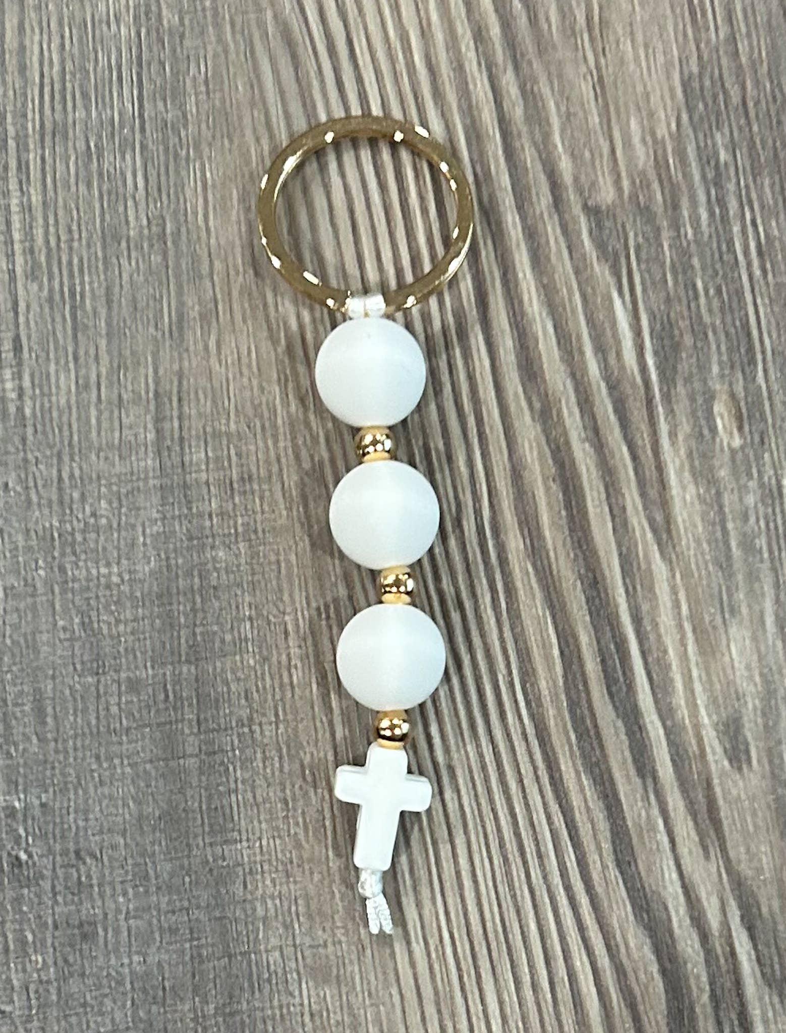 White Cross Silicone Keychain/Bag Charm