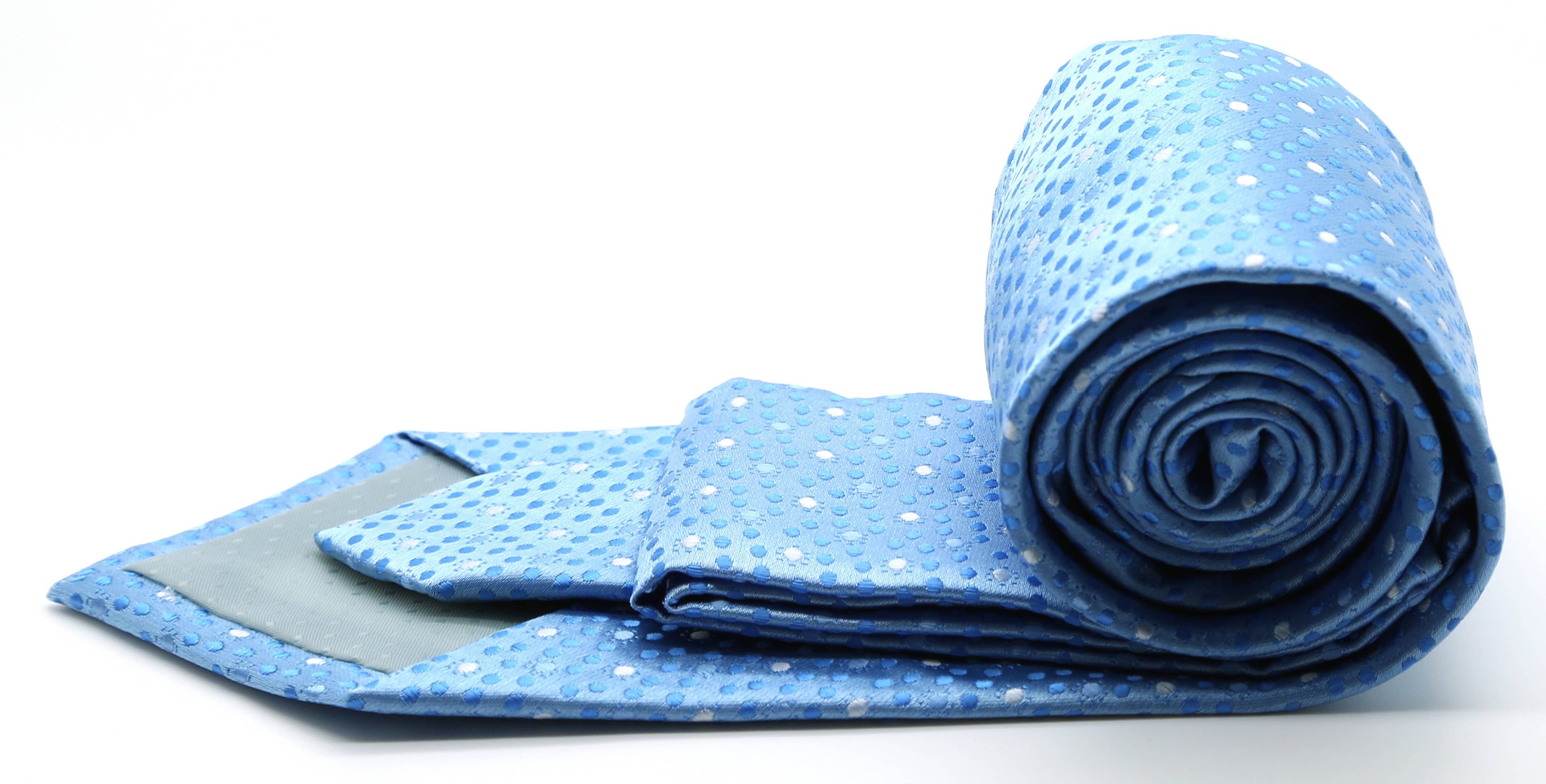 Classic Blue Dot Pattern Necktie & Hanky Set