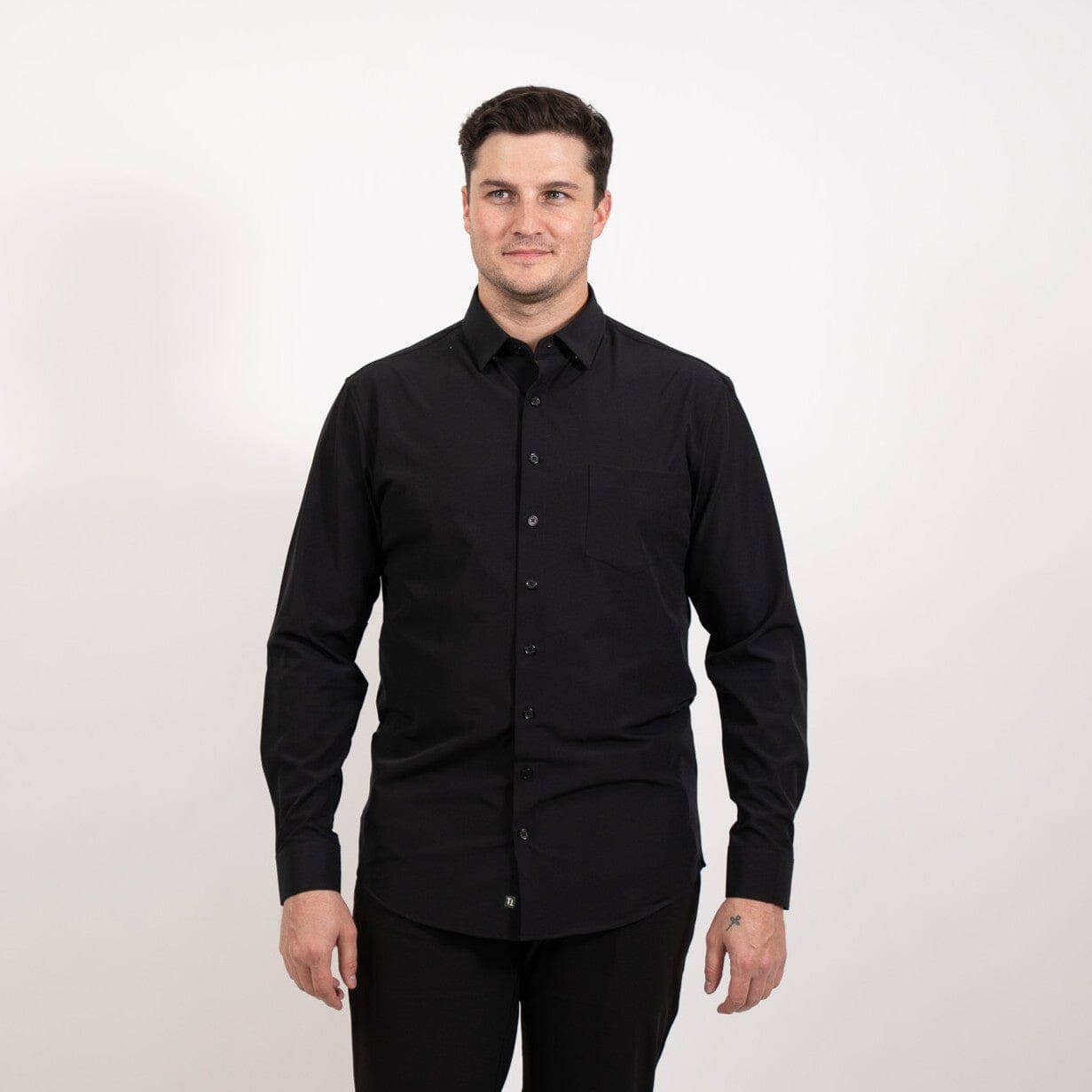 Hustle Performance Dress Shirt - Black Long Sleeve