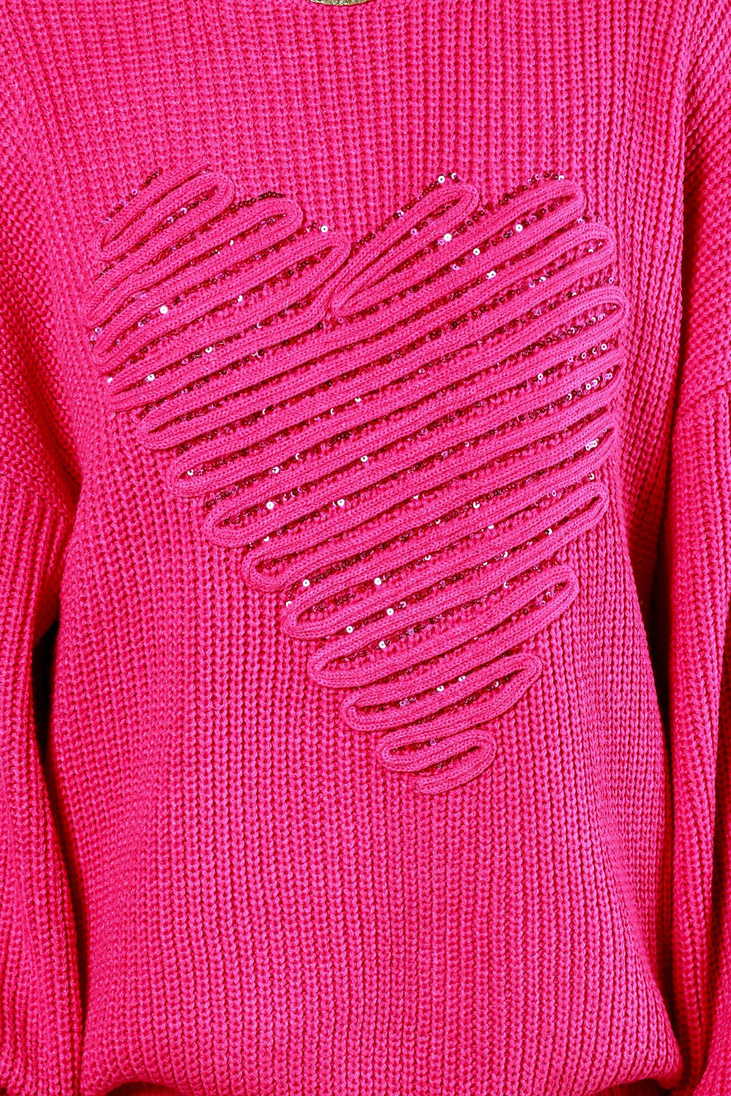 Hearted Embroidered Sequin Detail Knitted Sweater