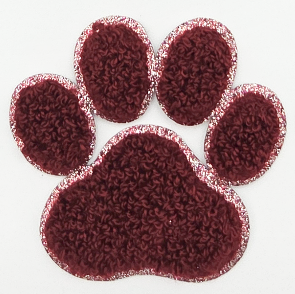 Chenille Paw Print HAT/POCKET Patch