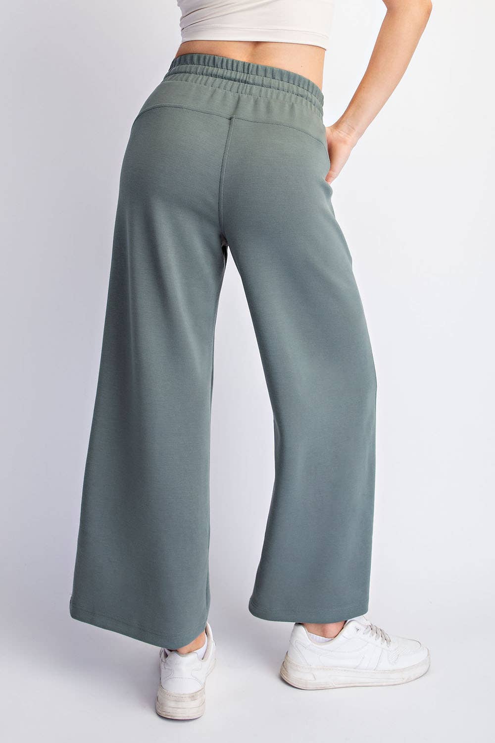Modal Scuba Cropped Wide Pant - Rae Mode - Espresso / Black