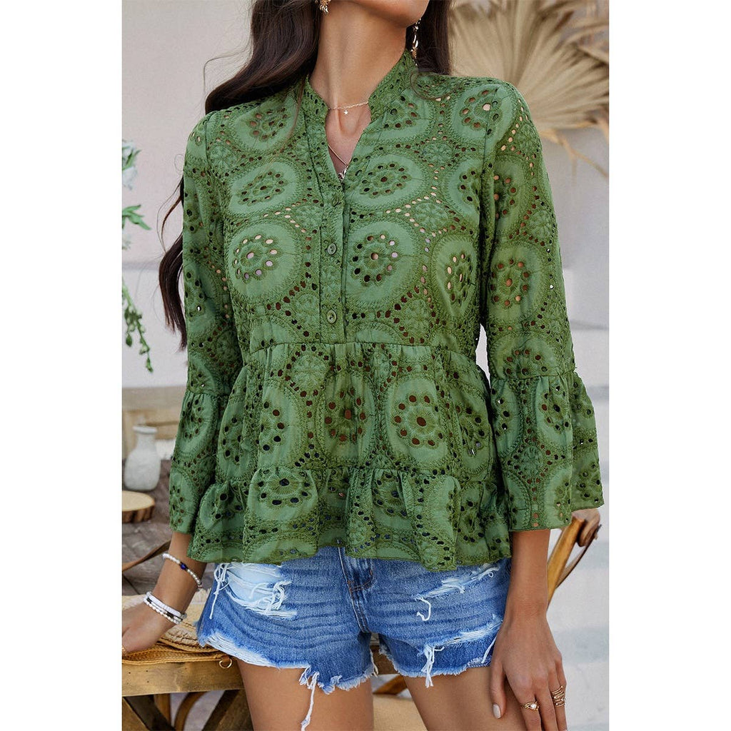Sally Flounce Sleeve Peplum Blouse