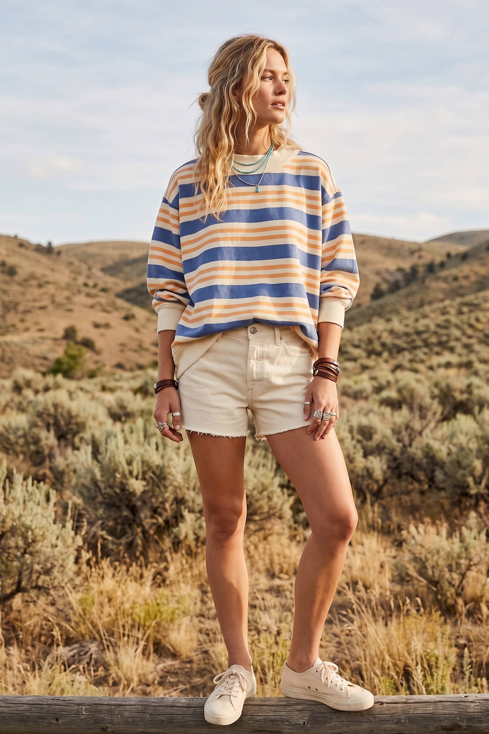 Terry Oversized Striped Sweatshirt