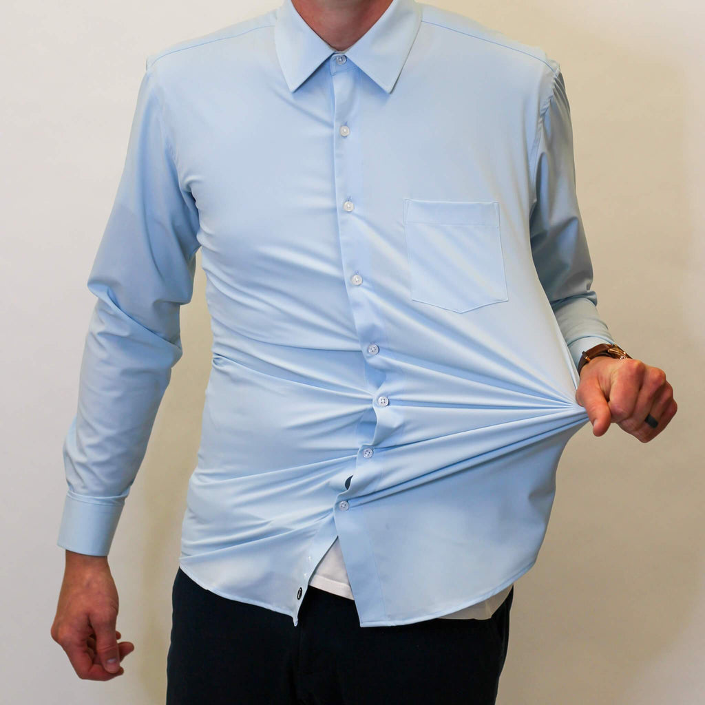 Hustle Performance Dress Shirt - Blue Long Sleeve