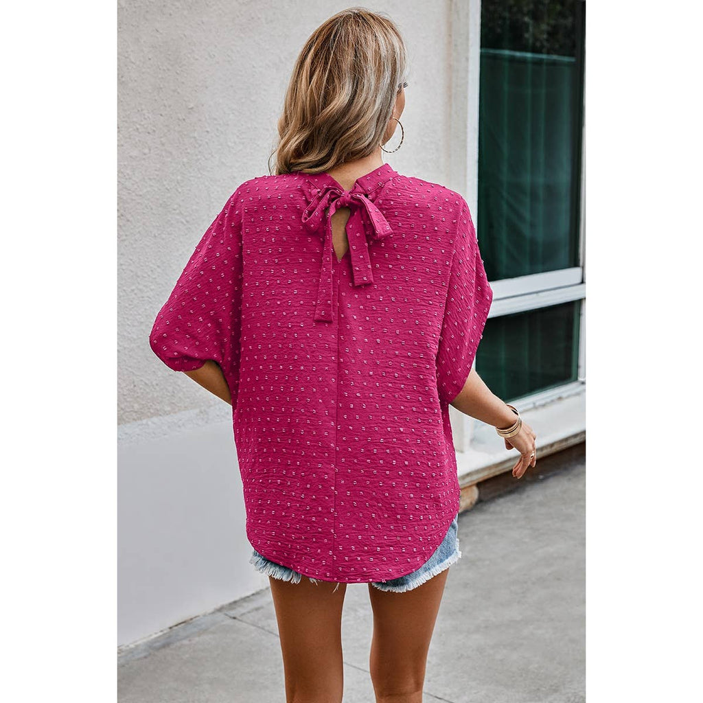 Mollie Swiss Dot Fuchsia Blouse