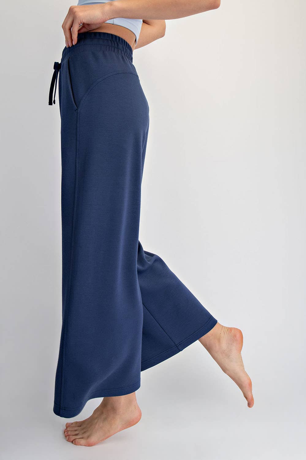 Modal Scuba Cropped Wide Pant - Rae Mode - Espresso / Black