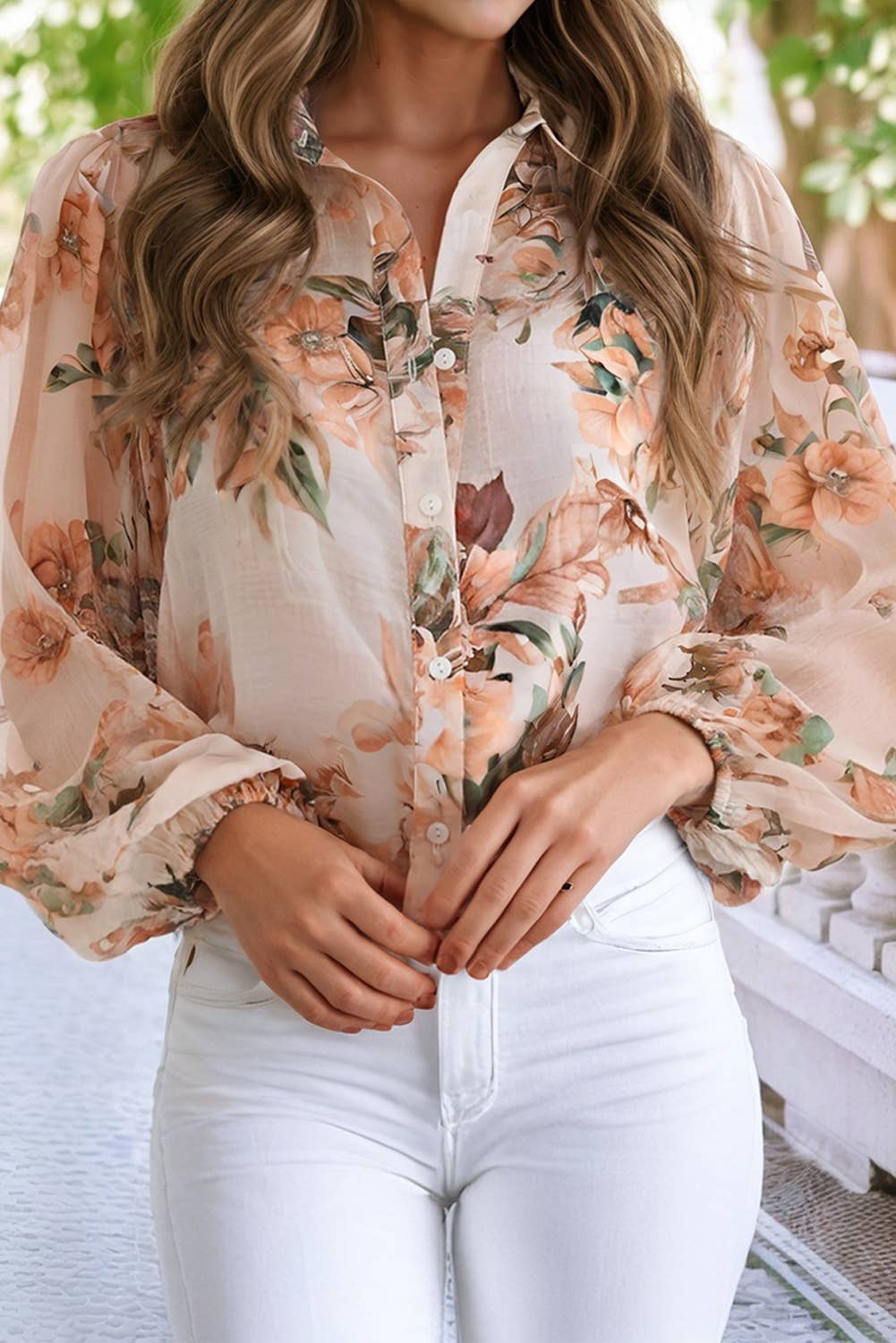 Mia Floral Puff Sleeve Lightweight Blouse
