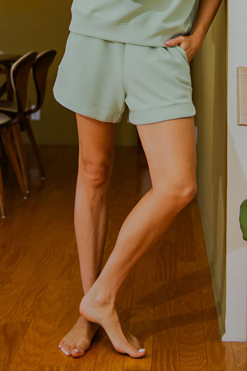 Modal Scuba Shorts - Pistachio Cream - Rae Mode