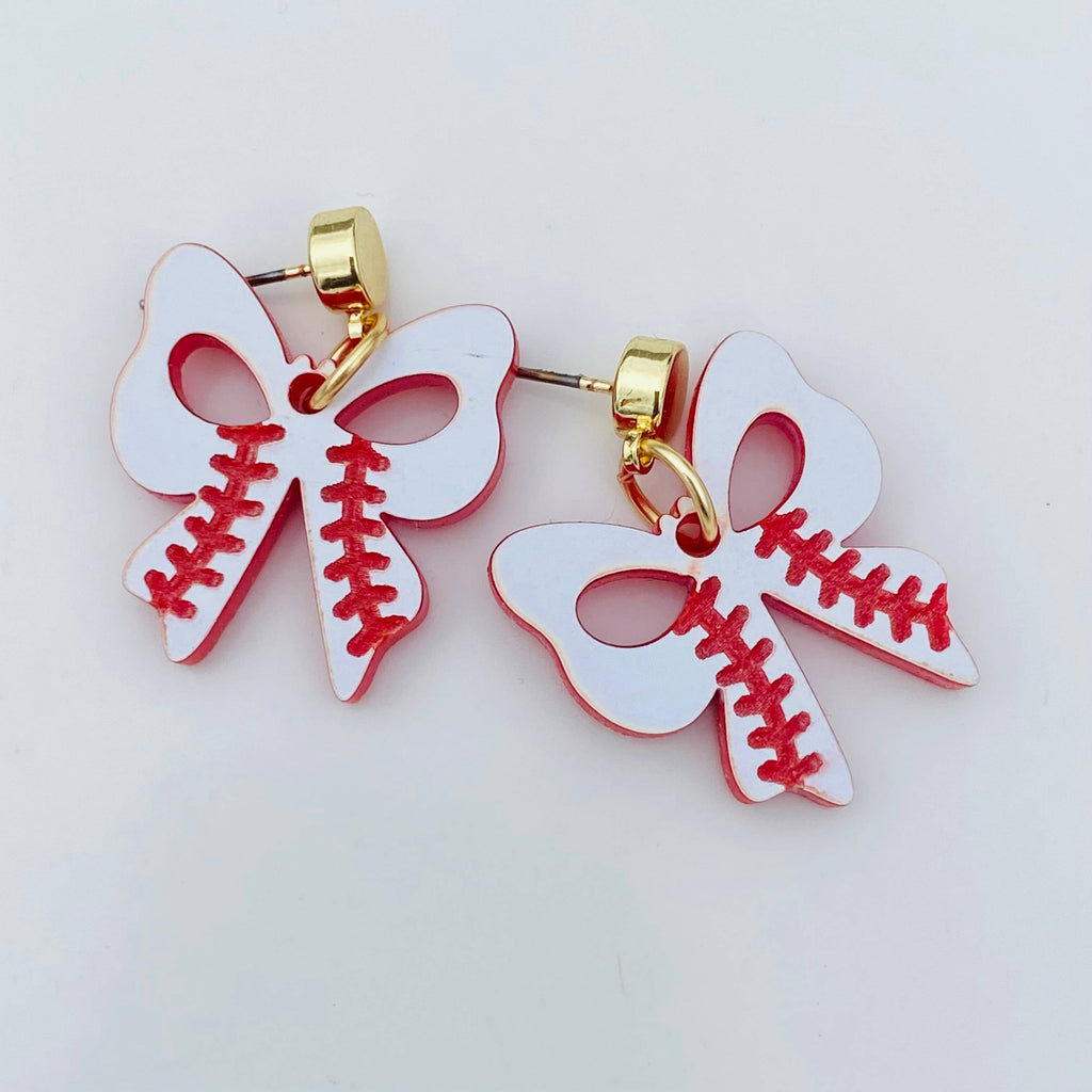 BASEBALL BOW SPORTS EARRINGS  