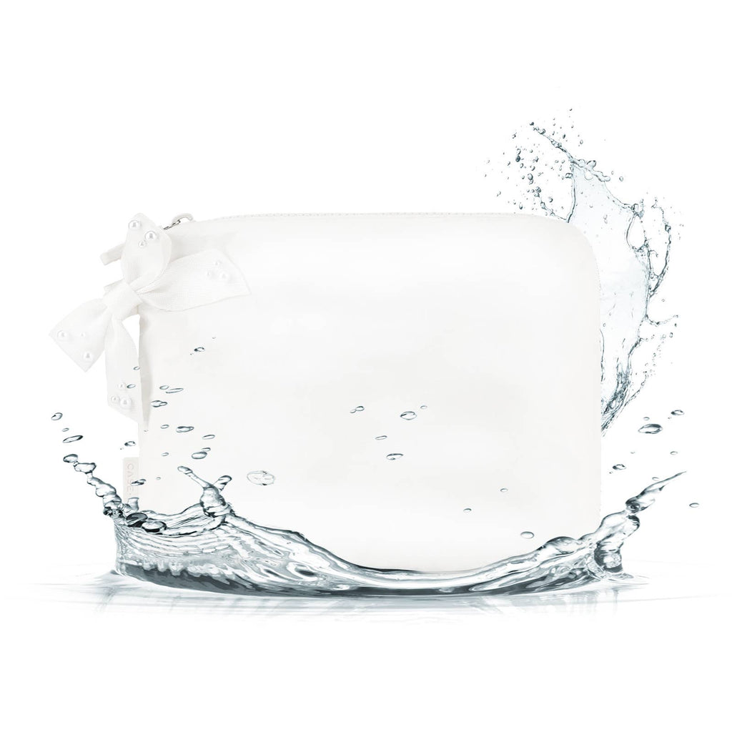Case-Mate Ivory Pearl Bow Crinkle Makeup Bag