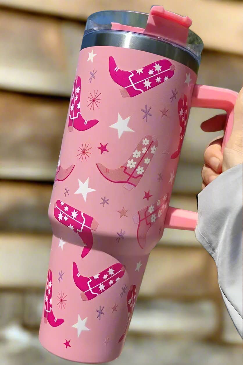 40oz Pink Western Boot Tumbler