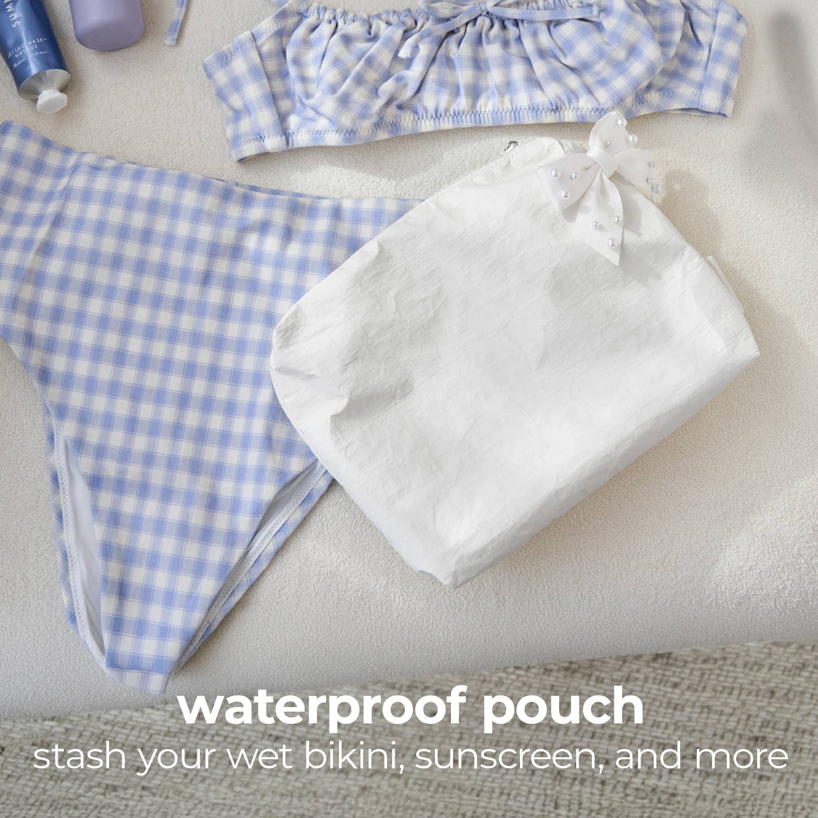 Case-Mate Ivory Pearl Bow Crinkle Makeup Bag