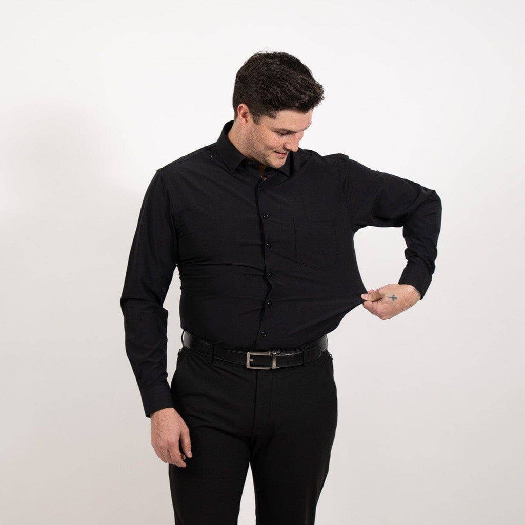 Hustle Performance Dress Shirt - Black Long Sleeve