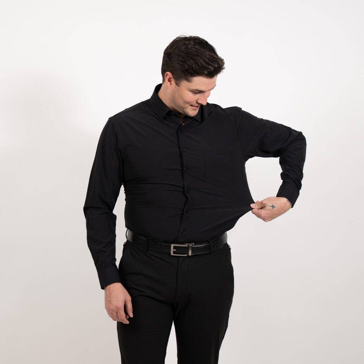 Hustle Performance Dress Shirt - Black Long Sleeve