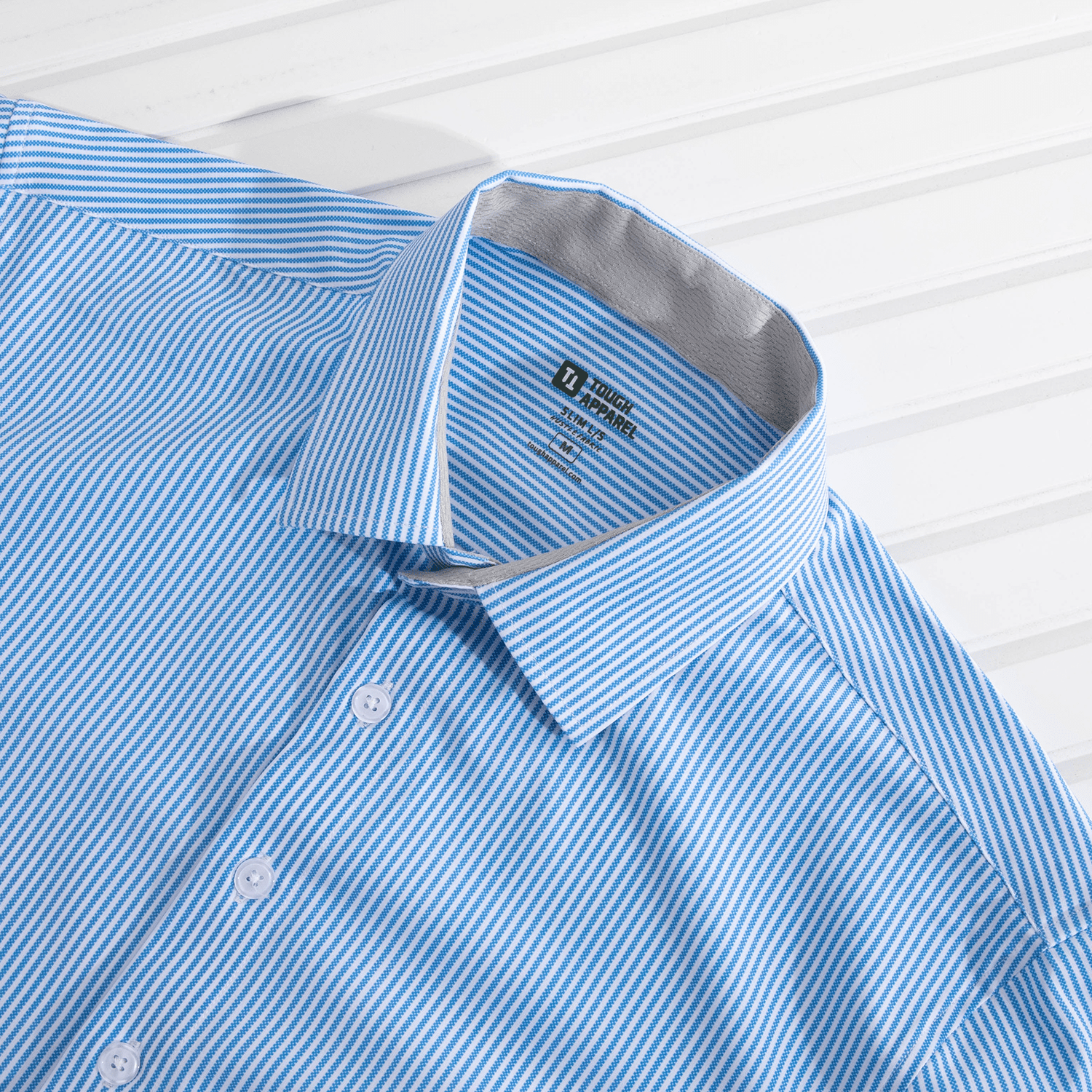 Hustle Performance Dress Shirt - Long Sleeve - Light Blue Banker Stripe