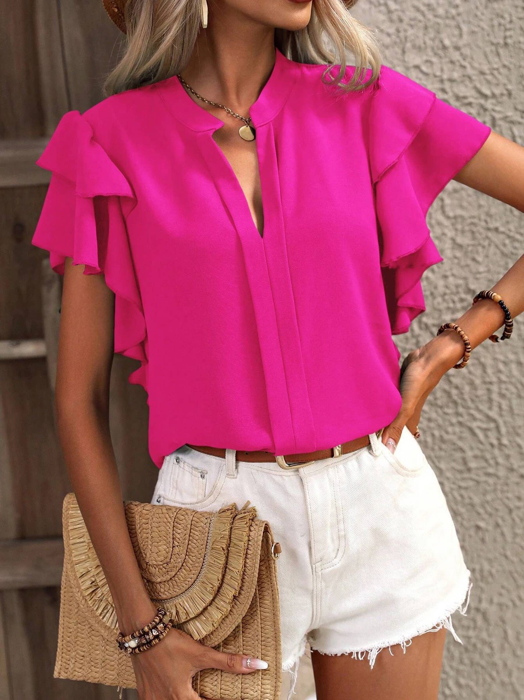 Callie Double-layer Ruffle Sleeve Top