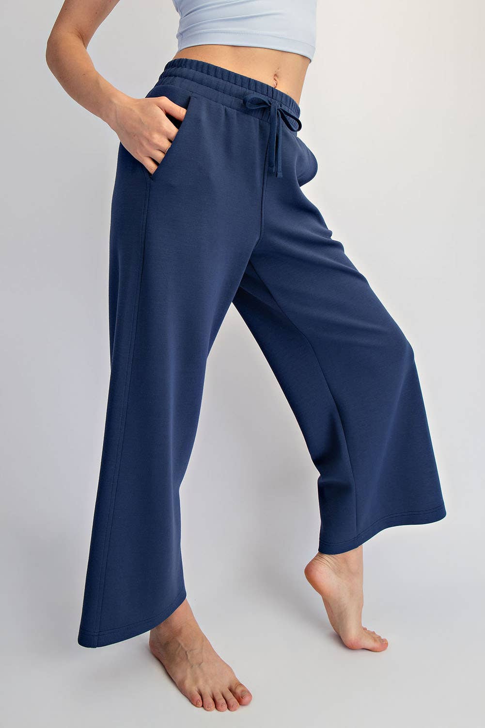 Modal Scuba Cropped Wide Pant - Rae Mode - Espresso / Black