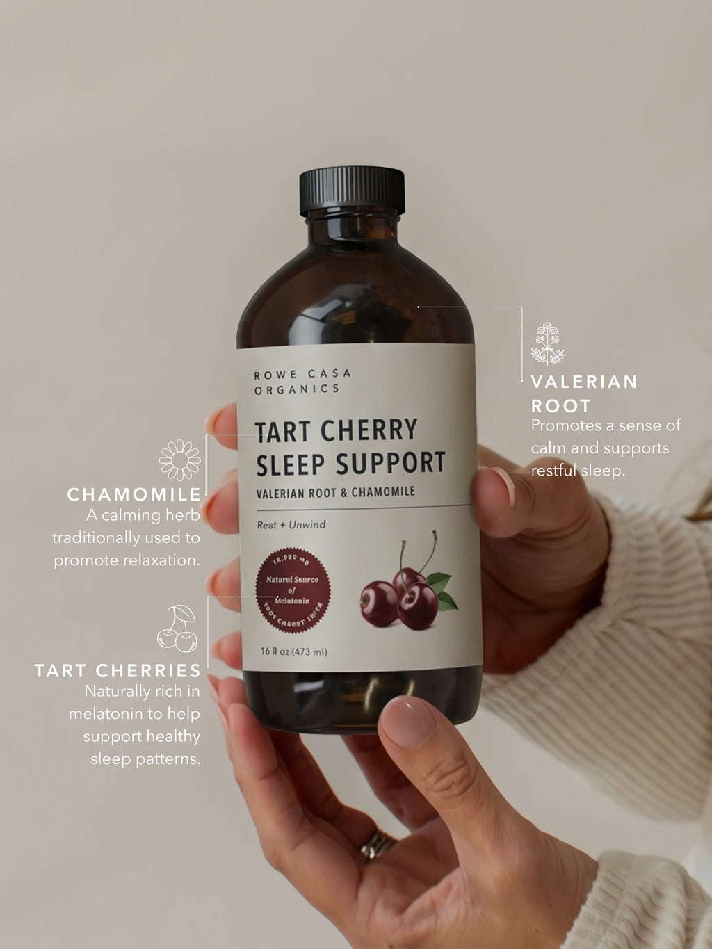 Tart Cherry Sleep Support | 16 oz | Rowe Casa Organics