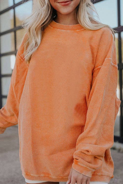 Autumn Ribbed Corduroy Oversized Sweatshirt