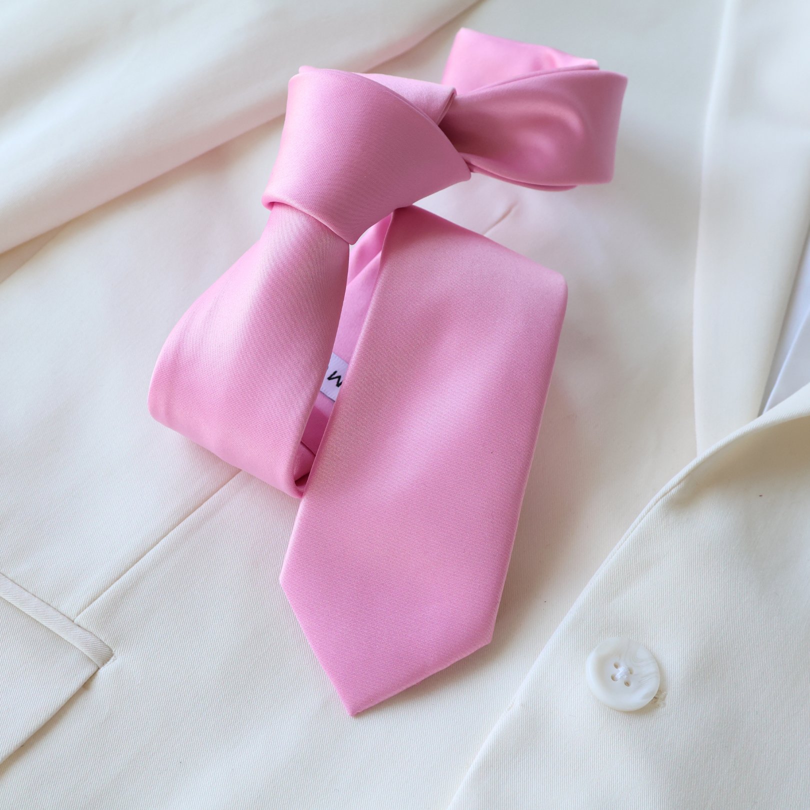 Candy Pink Satin Slim Tie