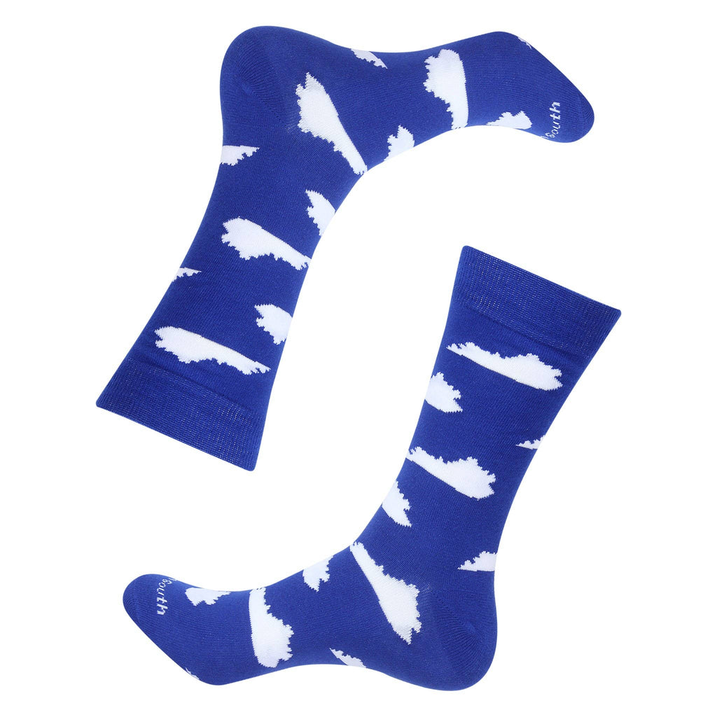 Barrel Down South - Blue/White Kentucky Shape Socks