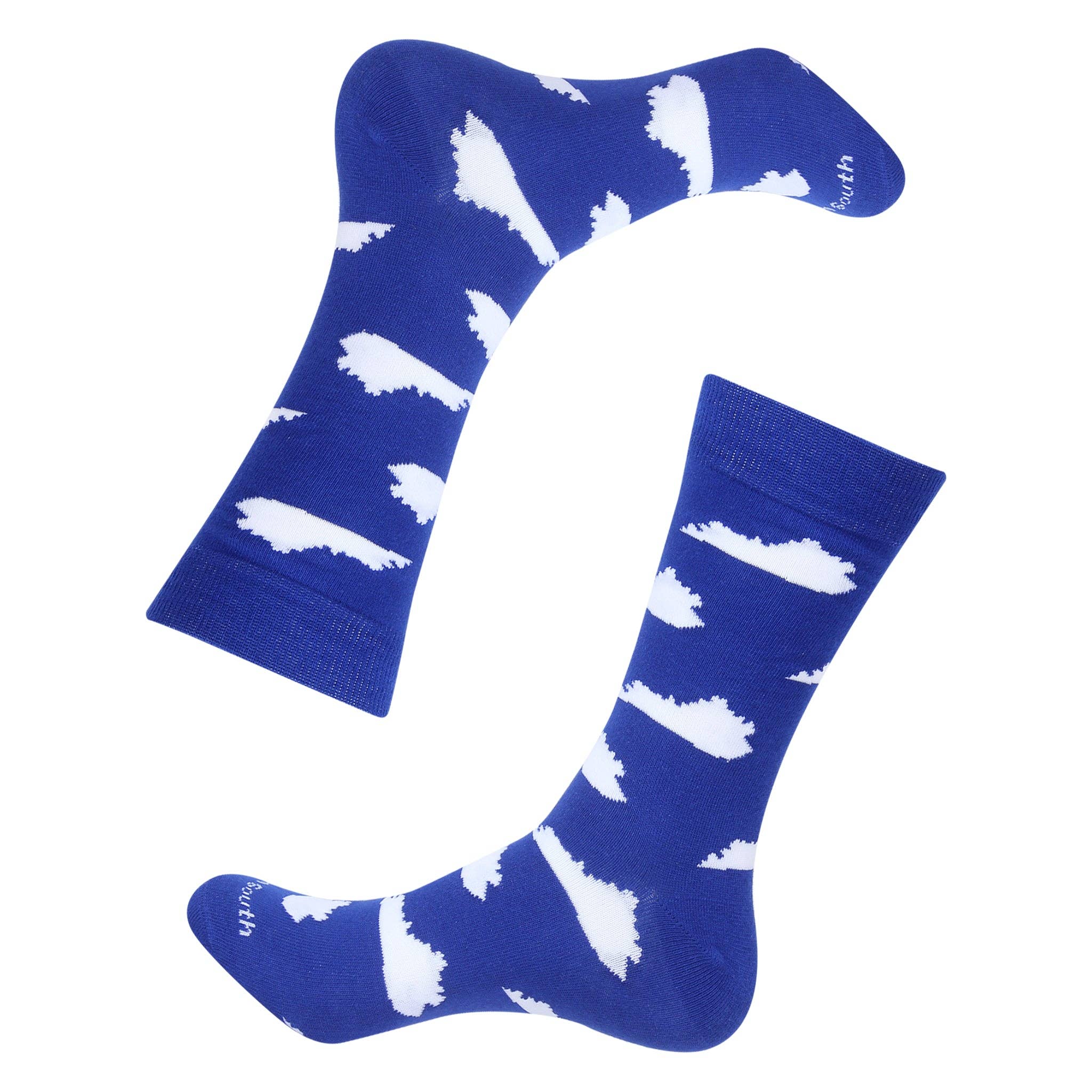 Barrel Down South - Blue/White Kentucky Shape Socks