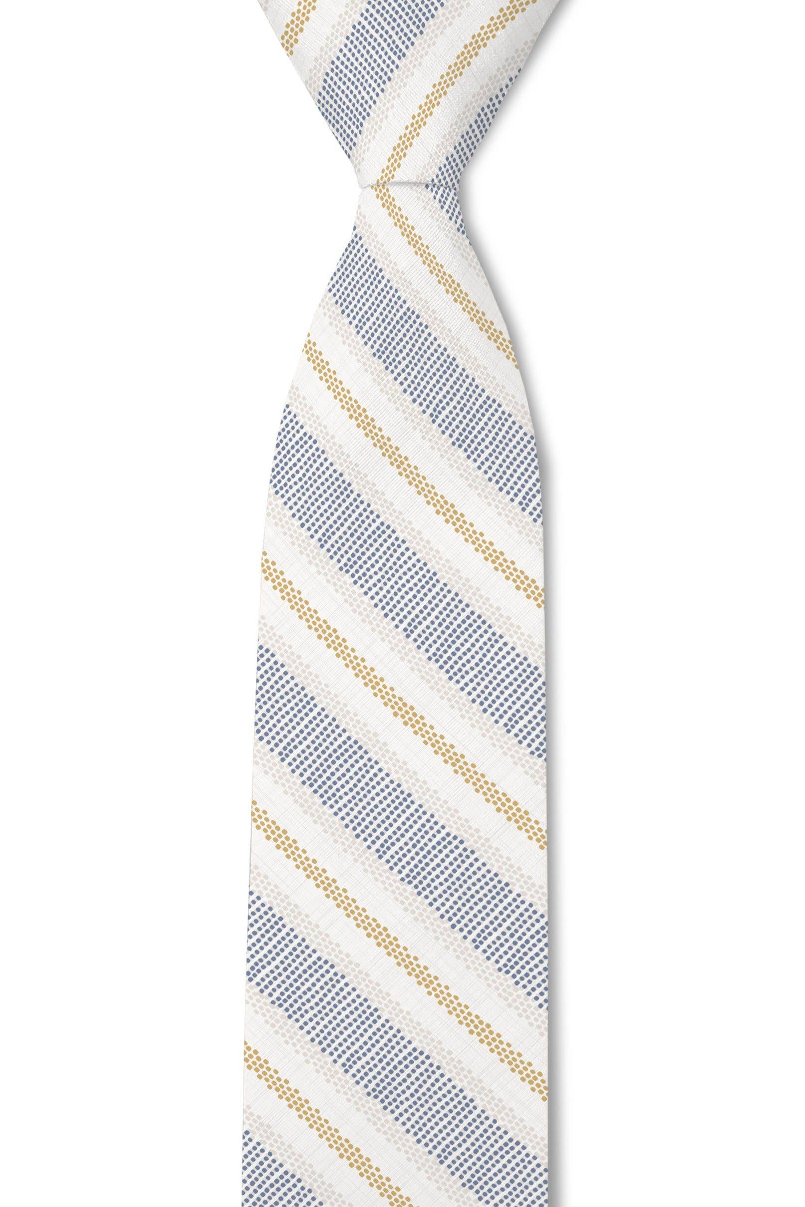 Calico Blue Yellow Textured Stripe Tie