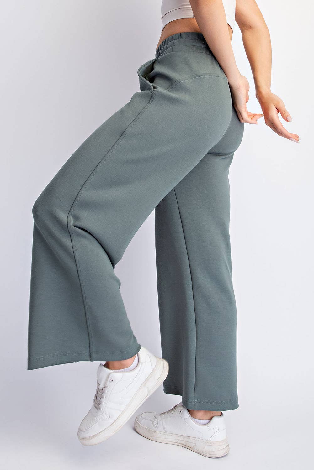 Modal Scuba Cropped Wide Pant - Rae Mode - Espresso / Black