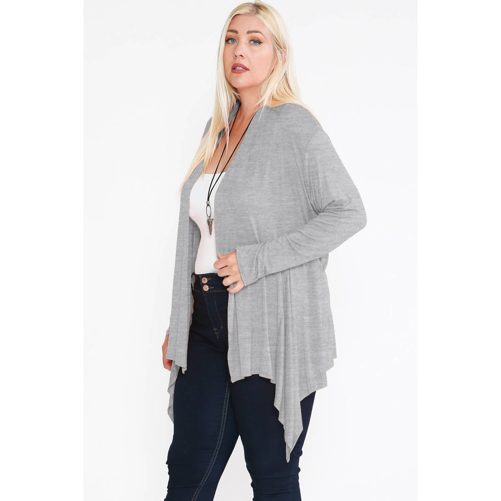 Plus Size Ruffled Long Sleeve Cardigan- FINAL SALE 50% OFF