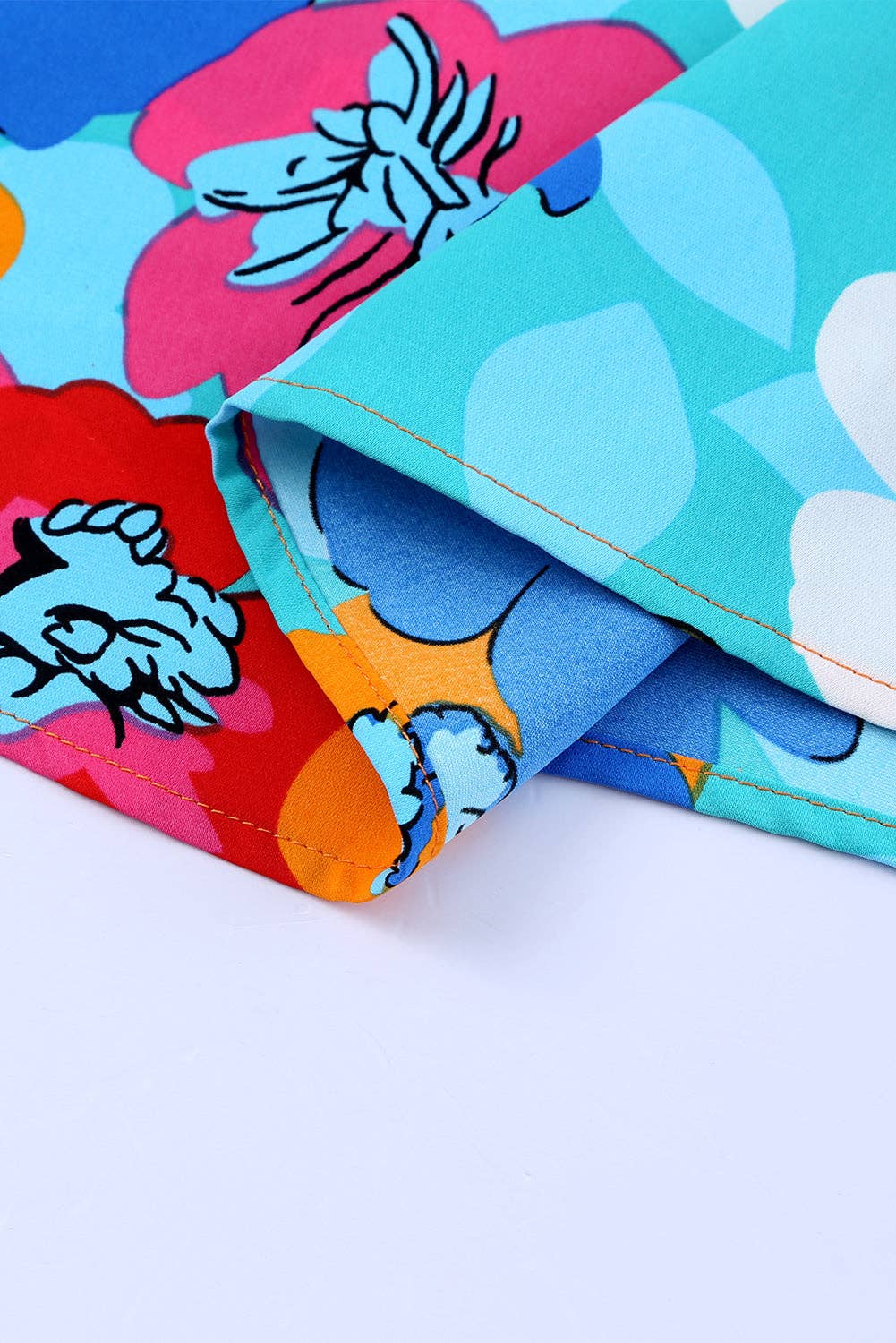 Multicolor Floral Print V Neck 3/4 Sleeve Blouse - FINAL SALE 50% OFF