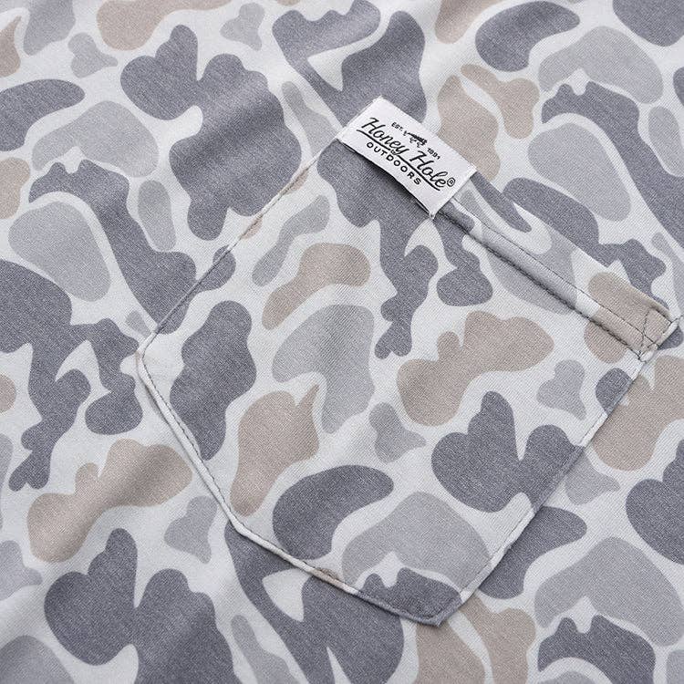 Honey Hole Long Sleeve Performance Hoodie - Smoke Camo