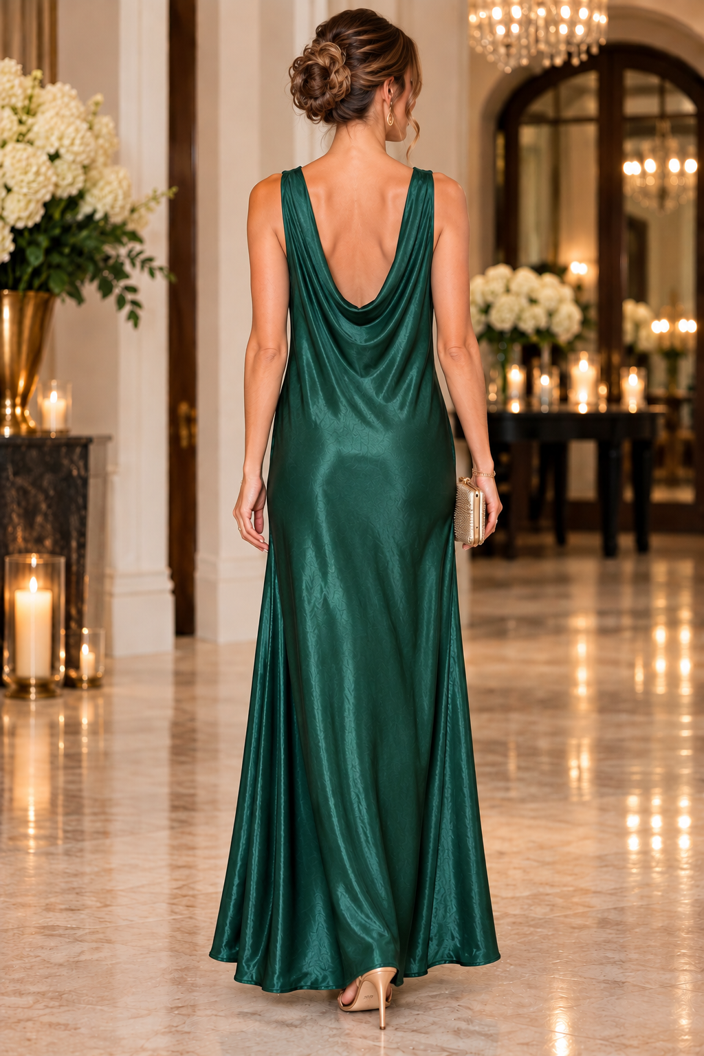 She+Sky Sleeveless Back Cowl Cocktail Maxi Dress - Sea Green
