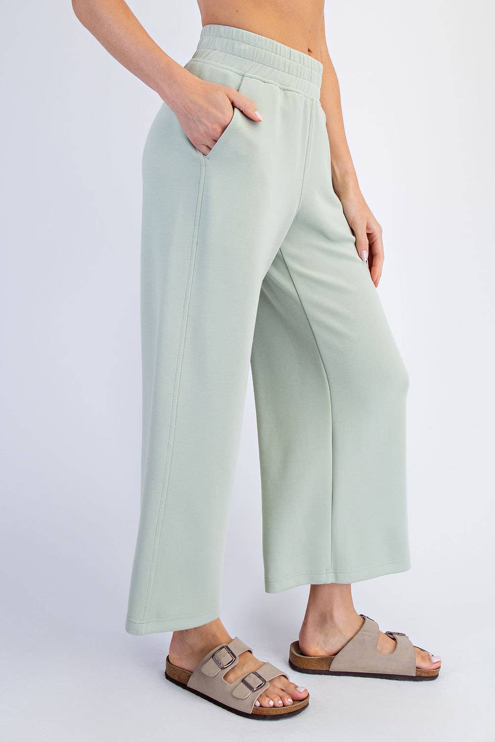 Modal Scuba Cropped Wide Pant - Rae Mode - Espresso / Black